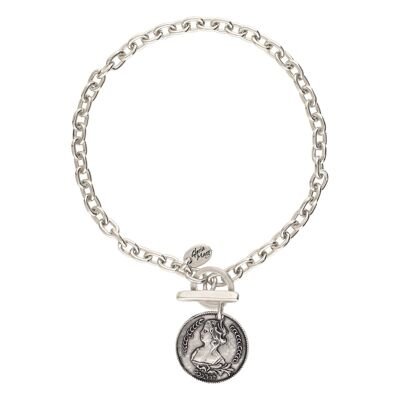 Charm per collana a catena in argento Grande moneta placcata in argento