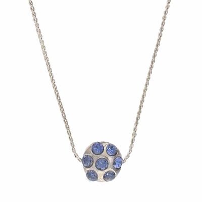 Collier pendentif cristal Swarovski plaqué argent-bleu