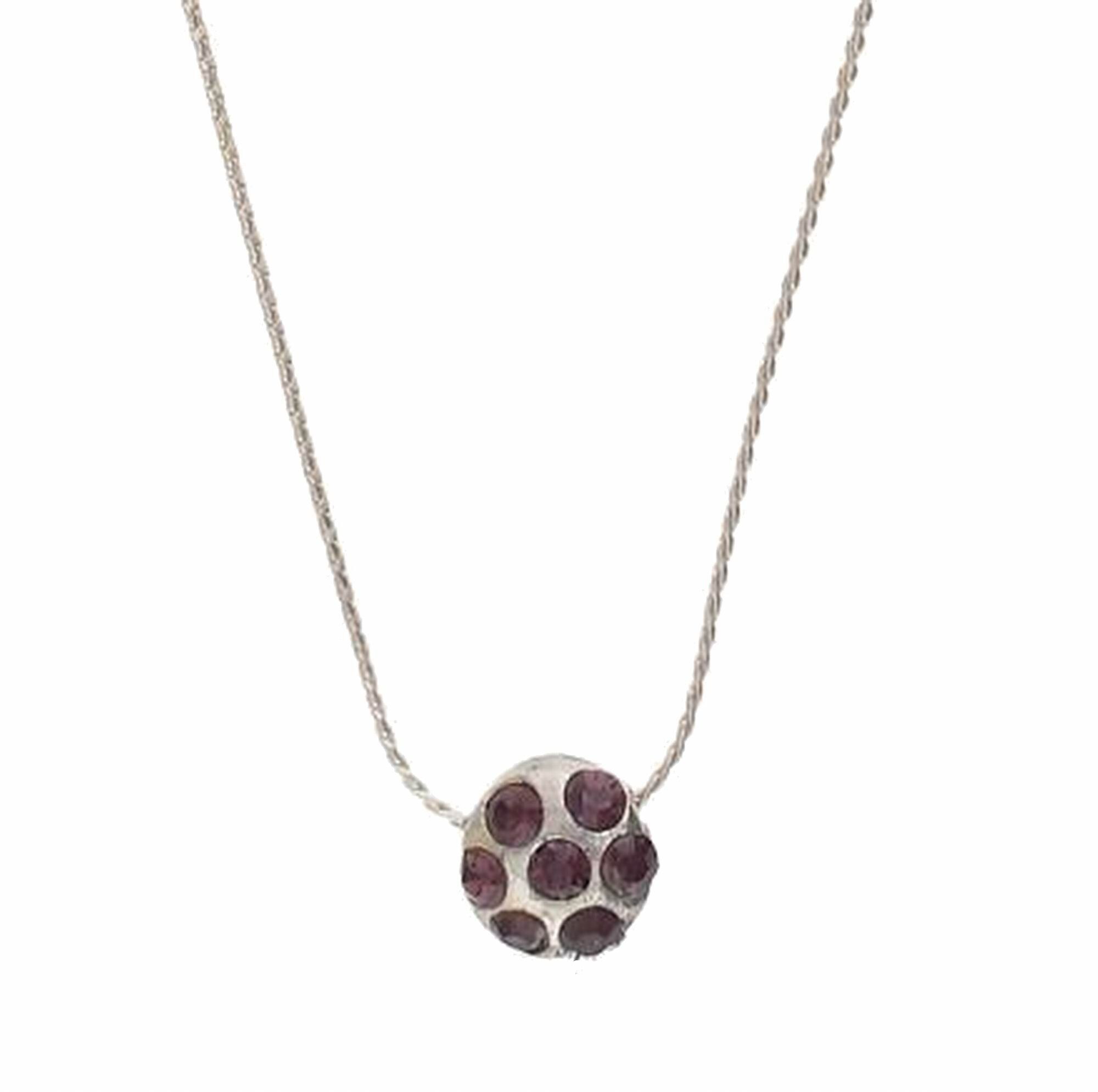 Collana mezza sfera in argento e cristalli Sw in siam.
