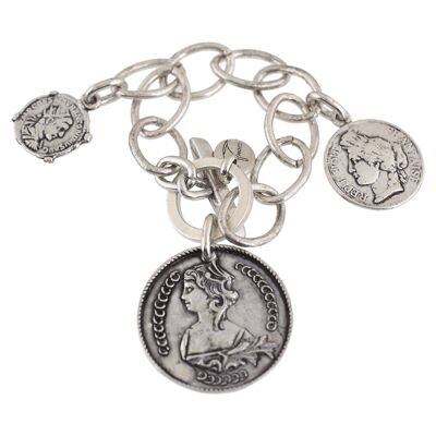 Bracciale in argento a catena con moneta del mago della Grande Gloria