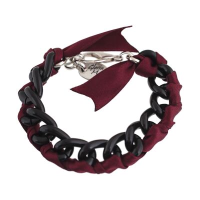 Burgundy "Fancy" chain and ribbons bracelet