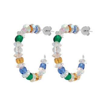 Boucle d'oreille créole multicolore argent et cristal en argent 925 1