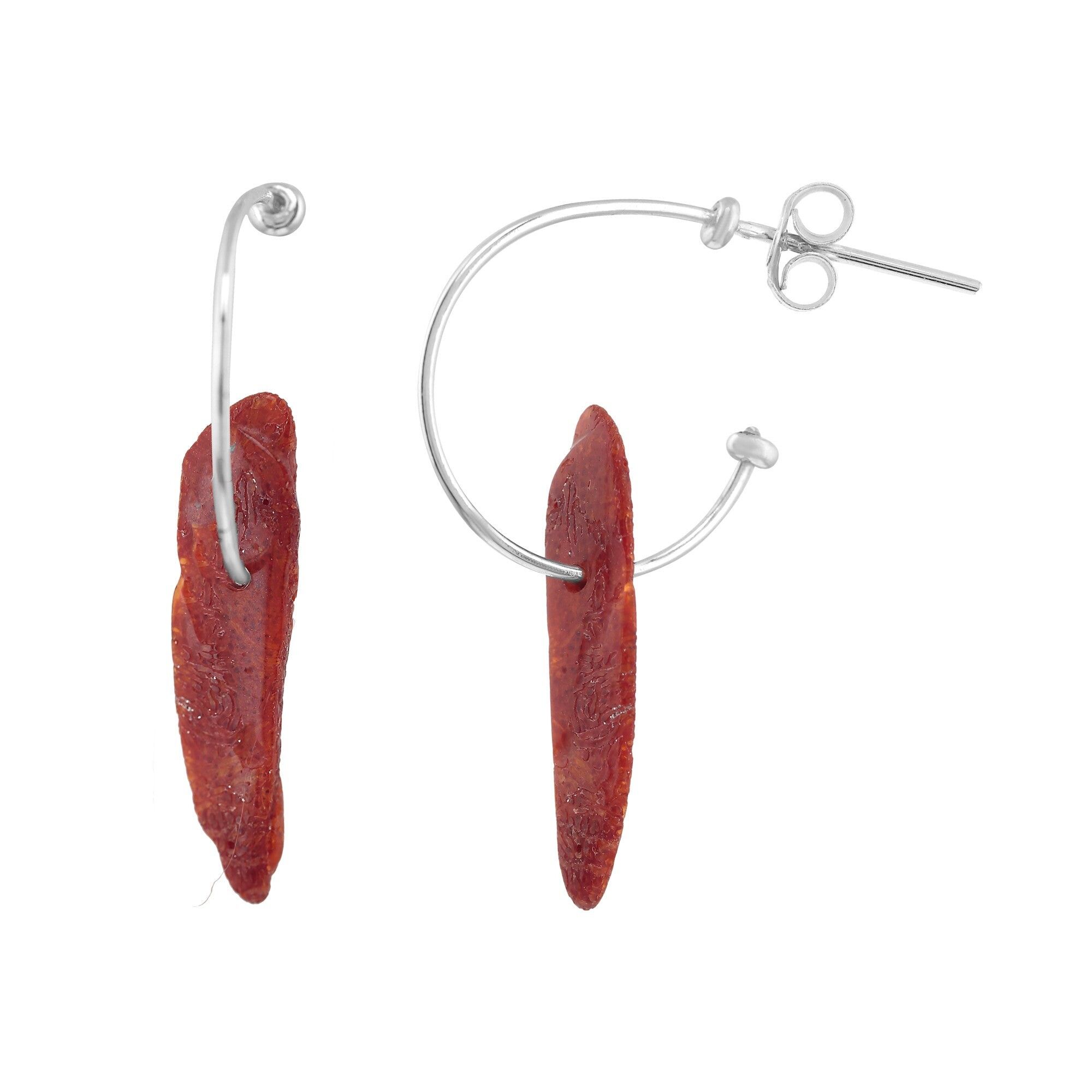 Cerchio creolo Rouge in argento e corallo in argento sterling