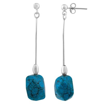 Boucle d'oreille en argent massif et turquoise "TQ Pendulum"