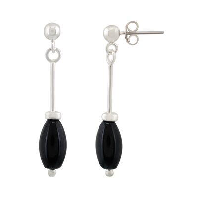 Boucle d'oreille en argent cristal d'olive noire en argent sterling