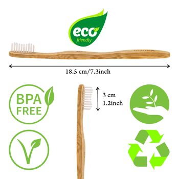 Ensemble de brosses à dents en bambou à poils moyens - Ensemble de 4 brosses à dents biodégradables 3