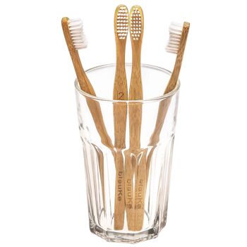Ensemble de brosses à dents en bambou à poils moyens - Ensemble de 4 brosses à dents biodégradables 5