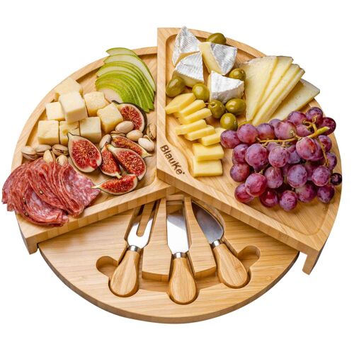 37cm Swiveling Bamboo Cheese Board and Knife Set