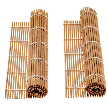 Kit de fabrication de sushis en bambou avec 2 tapis roulants, baguettes, palette de riz et épandeur 5