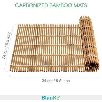 Kit de fabrication de sushis en bambou avec 2 tapis roulants, baguettes, palette de riz et épandeur 6