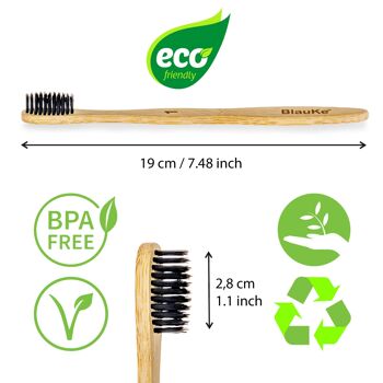 Ensemble de brosses à dents en bambou avec poils de charbon de bois moyens (paquet de 5) - écologique et biodégradable 5