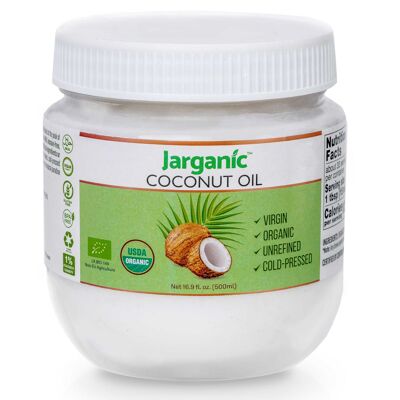 Aceite de coco virgen orgánico 16,9 onzas líquidas (500 ml) - Aceite de coco sin refinar para cocinar, cabello y piel