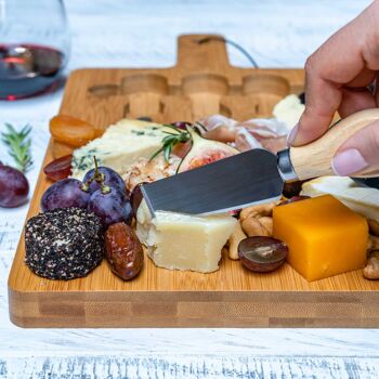 Planche à fromage en bambou multifonctionnelle avec ensemble de couverts - Planche à découper moyenne 10