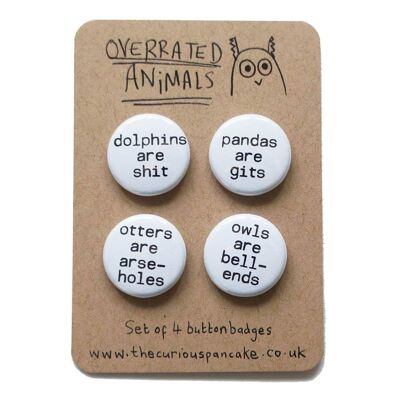 Set di badge animali sopravvalutati
