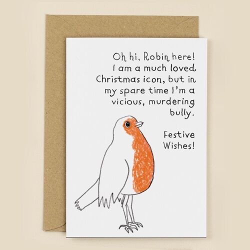 Murdering Bully Robin Christmas Card