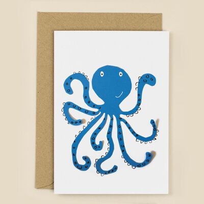 Blaue Oktopus-Grußkarte