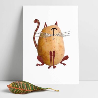 Stampa artistica A4 gatto di patate