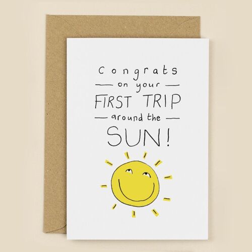 First Time Around The Sun Birthday Card
