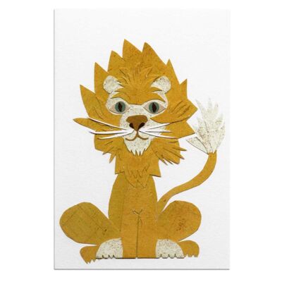 Carte postale Lion en papier