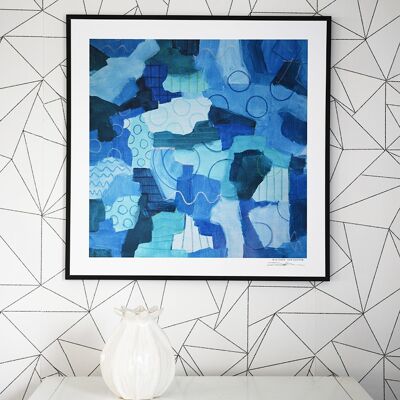 Signed poster blue heaven, 50 x 50 cm