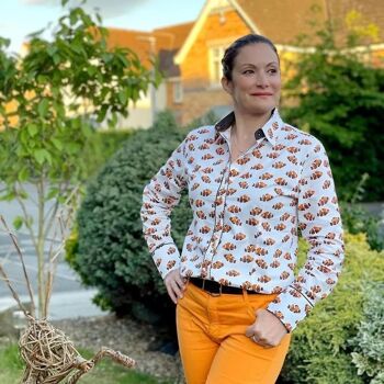 Chemise Grenouille à manches longues et imprimé poisson-clown pour femme 1