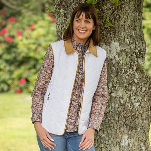 Grenouille Ladies Long Sleeve Beige and Blue Flower Print Shirt