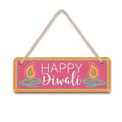 Happy Diwali Hanging Sign - Pink