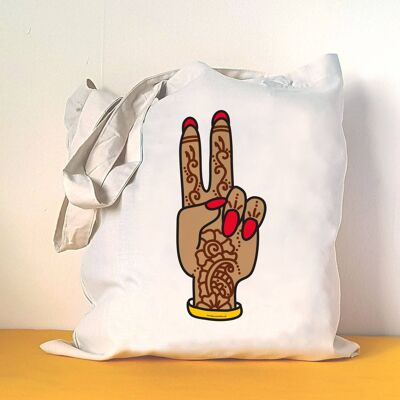 Peace Mehndi Hand Tote Bag
