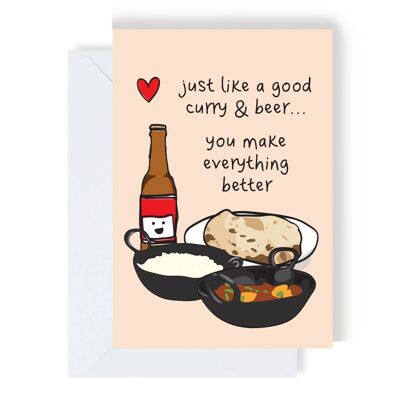 Just Like A Good Curry And Beer Greeting Card