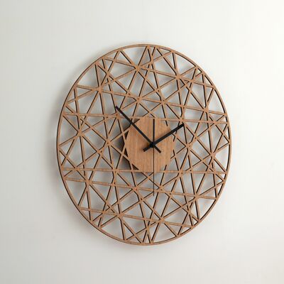 Uhr POLYGONAL - Wanduhr aus Holz Natur Eiche Farbe