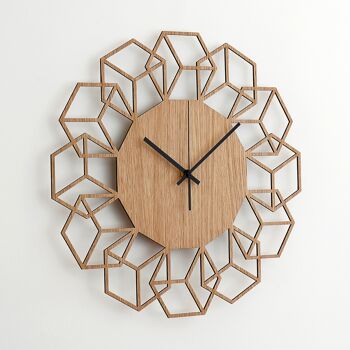 Horloge CUBEFLOWER - Horloge Murale en Bois Couleur Chêne Naturel 1