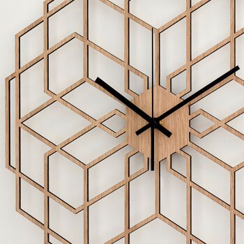 Horloge HEXAFLOWER - Horloge Murale en Bois Couleur Chêne Naturel 2