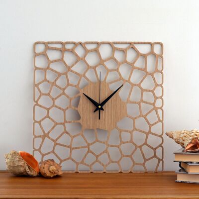 Wall Clock PEBBLES - Wooden Natural Oak Color Wall Clock, 43cm Size