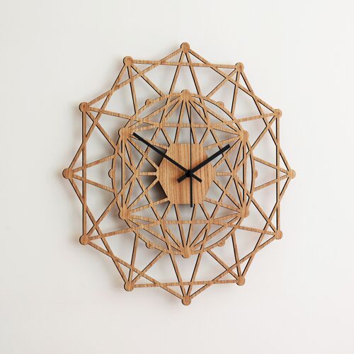 Wall Clock KALEIDOSCOPE - Wooden Geometric Wall Clock, 43cm Size