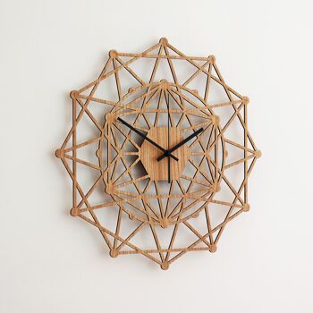 Horloge Murale KALEIDOSCOPE - Horloge Murale Géométrique en Bois, Taille 43cm