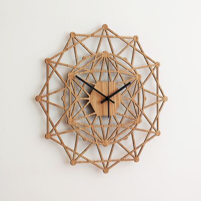 Horloge Murale KALEIDOSCOPE - Horloge Murale Géométrique en Bois, Taille 43cm