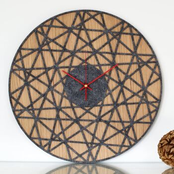 Horloge Murale POLYGONAL - Horloge Murale en Bois et Feutre Gris 2