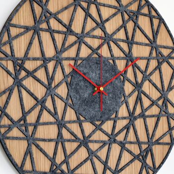 Horloge Murale POLYGONAL - Horloge Murale en Bois et Feutre Gris 4