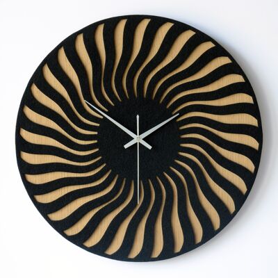 Clock SUNBURST - Wooden Wall Clock Black Felt