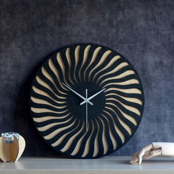 Horloge SUNBURST - Horloge Murale en Bois Feutre Noir 2