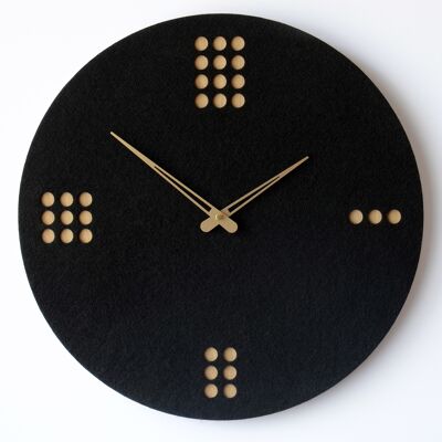 Orologio da parete DOTS - Orologio da parete in legno con feltro nero