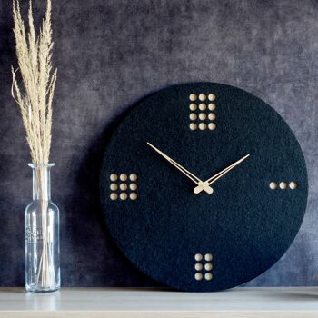 Horloge Murale DOTS - Horloge Murale en Bois avec Feutre Noir 3