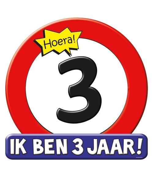 Huldeschild - Kids 3 jaar verkeersbord