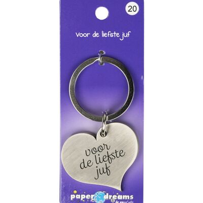 Hart sleutelhanger - voor de liefste juf