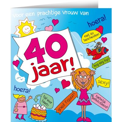 Wenskaarten - 40jr vrouw cartoon