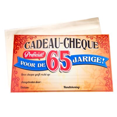 Gift Cheque - 65 jaar
