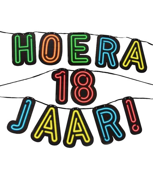 Neon slinger - Hoera 18 jaar!