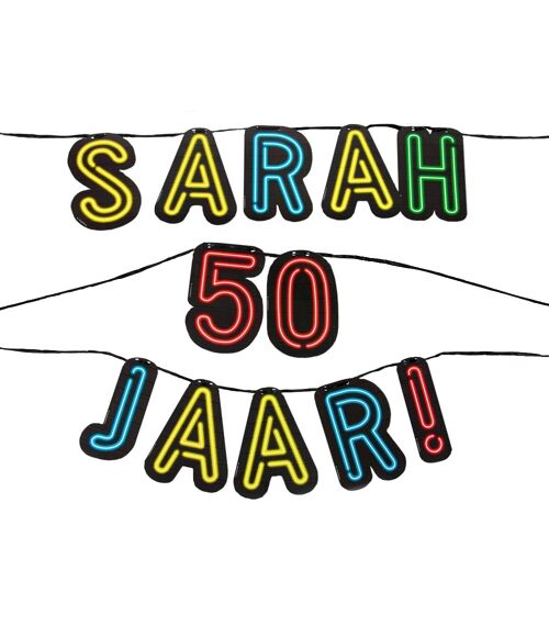 Neon slinger - Sarah 50 jaar!