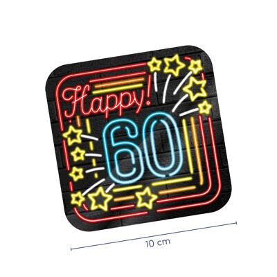 Neon onderzetters - 60 jaar