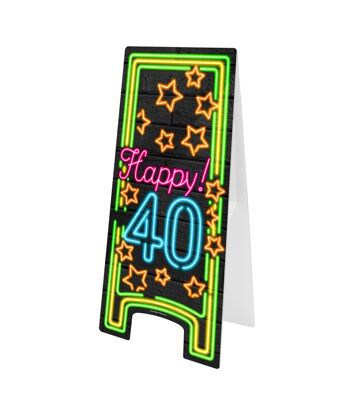 Panneau d'avertissement au néon - Happy 40
